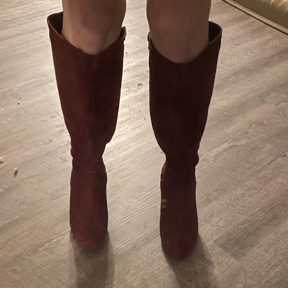 Red/Burgundy Suede Boots